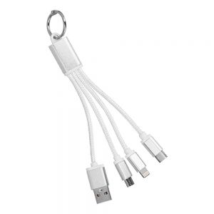 Cable multi USB 4 en 1, compatible con android y Iphone, tipo C. Diseño suspensible, portátil y ligero.